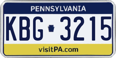PA license plate KBG3215