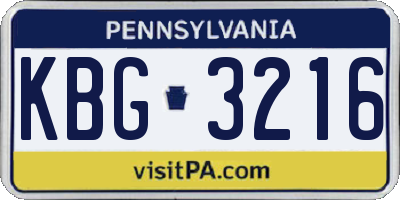 PA license plate KBG3216