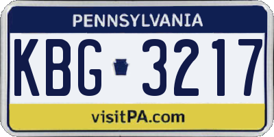 PA license plate KBG3217