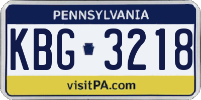 PA license plate KBG3218