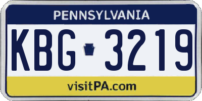 PA license plate KBG3219