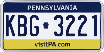 PA license plate KBG3221