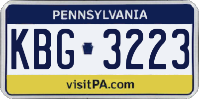 PA license plate KBG3223