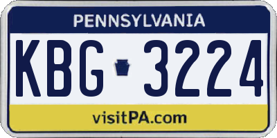 PA license plate KBG3224
