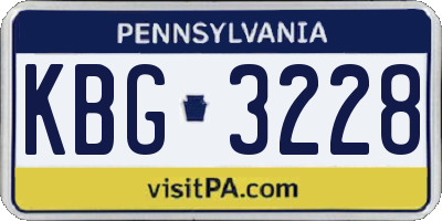 PA license plate KBG3228