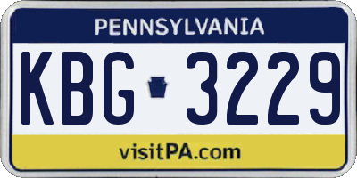 PA license plate KBG3229
