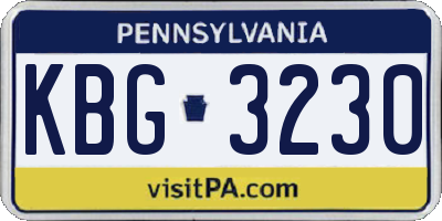 PA license plate KBG3230