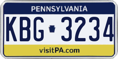 PA license plate KBG3234