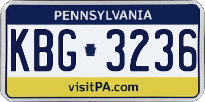 PA license plate KBG3236
