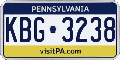 PA license plate KBG3238