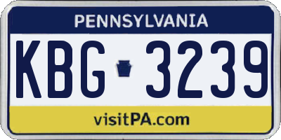 PA license plate KBG3239
