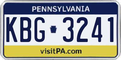 PA license plate KBG3241