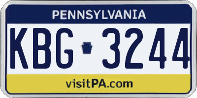 PA license plate KBG3244