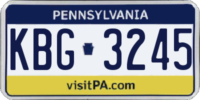 PA license plate KBG3245