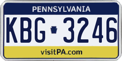 PA license plate KBG3246