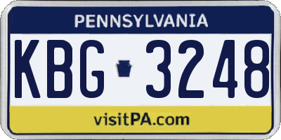 PA license plate KBG3248