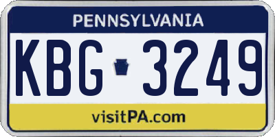 PA license plate KBG3249