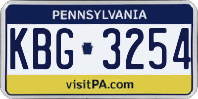 PA license plate KBG3254