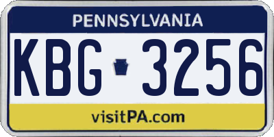 PA license plate KBG3256