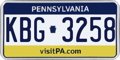 PA license plate KBG3258