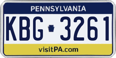 PA license plate KBG3261