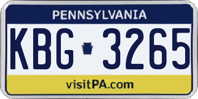 PA license plate KBG3265