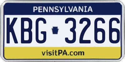PA license plate KBG3266