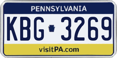 PA license plate KBG3269