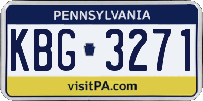 PA license plate KBG3271
