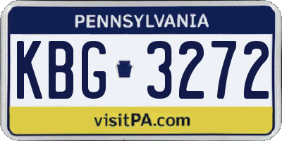 PA license plate KBG3272