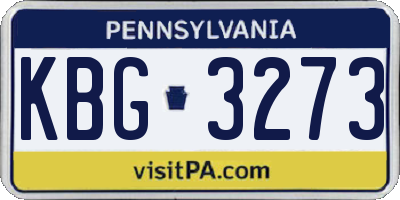 PA license plate KBG3273