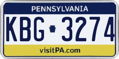 PA license plate KBG3274