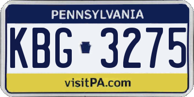 PA license plate KBG3275