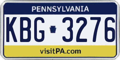 PA license plate KBG3276