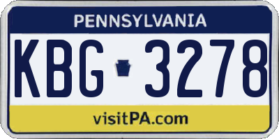PA license plate KBG3278