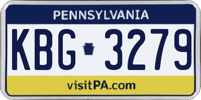 PA license plate KBG3279