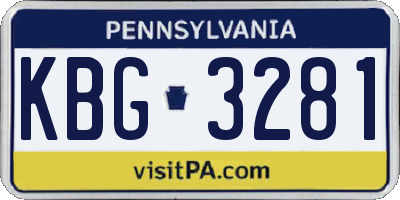 PA license plate KBG3281