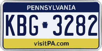 PA license plate KBG3282