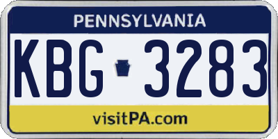 PA license plate KBG3283