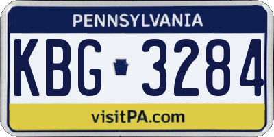 PA license plate KBG3284