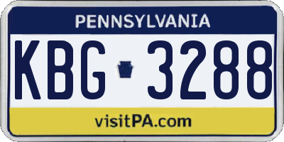 PA license plate KBG3288