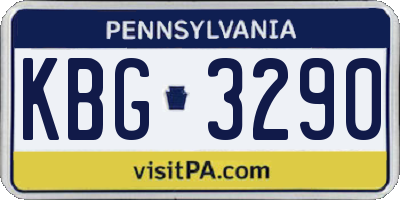 PA license plate KBG3290