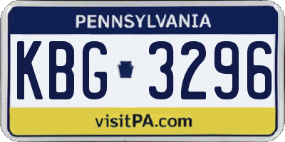PA license plate KBG3296