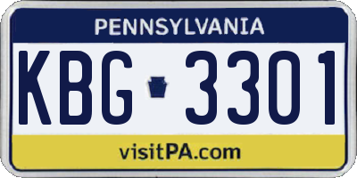 PA license plate KBG3301