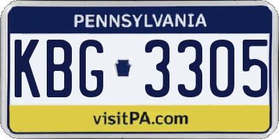 PA license plate KBG3305