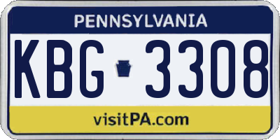 PA license plate KBG3308