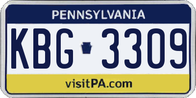 PA license plate KBG3309