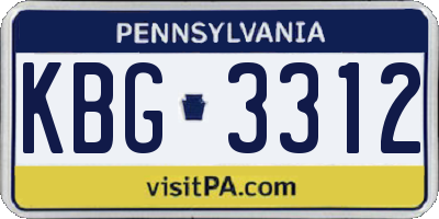 PA license plate KBG3312