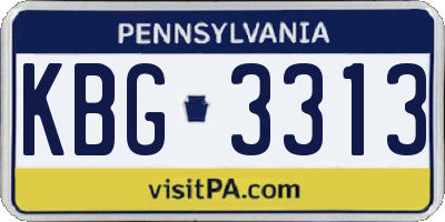 PA license plate KBG3313