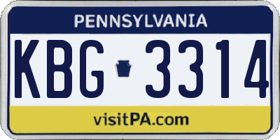 PA license plate KBG3314